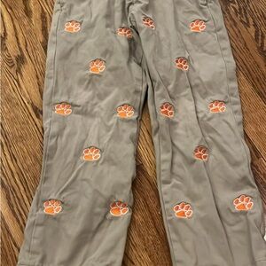 Clemson Khaki Pants with Orange Paw Print Design